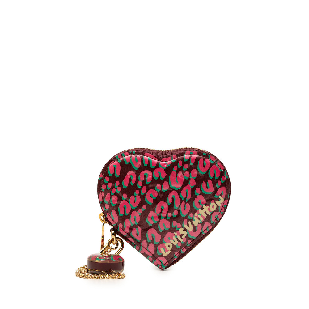 Pre-Loved Louis Vuitton Stephen Sprouse Monogram Vernis Leopard Heart Coin Pouch
